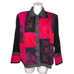 Nappy Valley Vintage Business Causal Floral Mix Print Shirt Jacket, Size 2X